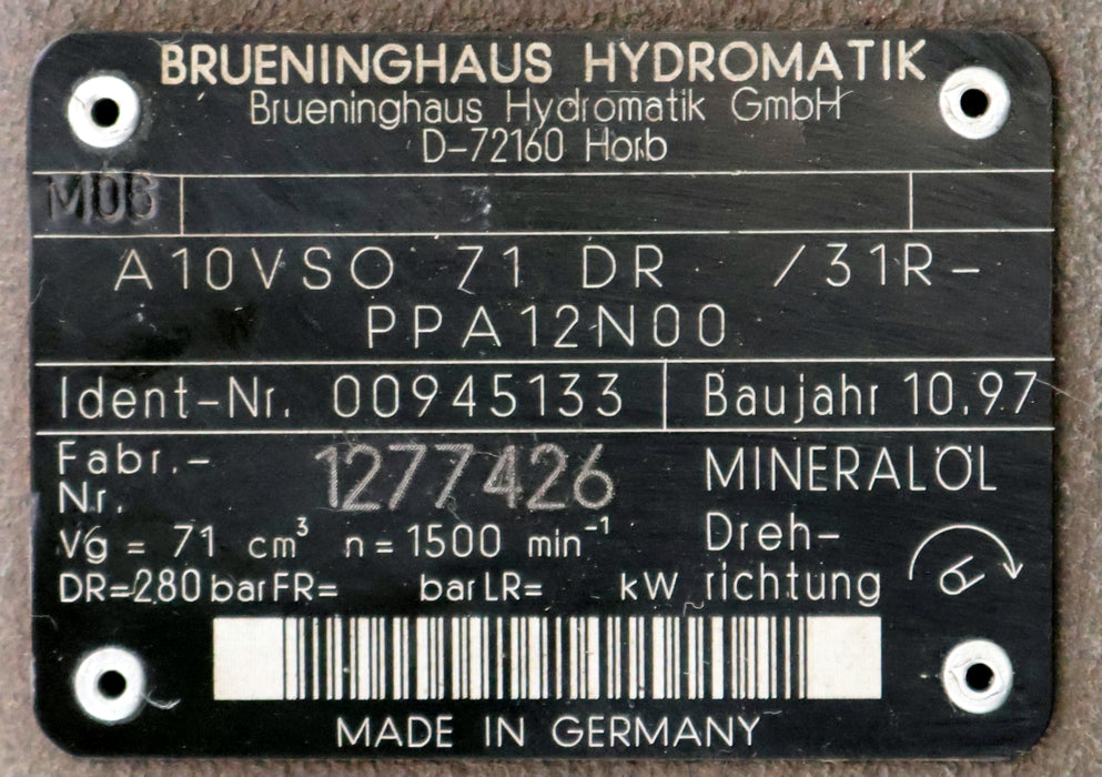 Bild des Artikels BRUENINGHAUS-HYDRAULIK-Axialkolben-Pumpe-A10VSO71DR/31-R-PPA-12N00-n=-1500U/min