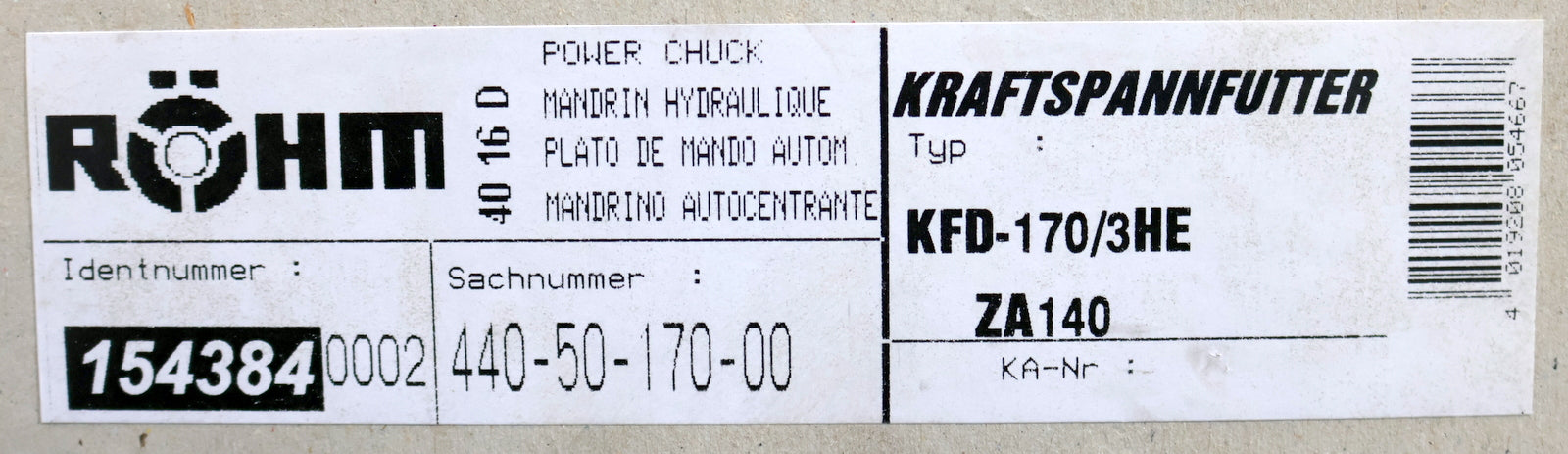Bild des Artikels RÖHM-Kraftspannfutter-KFD-170/3HE-ZA140-Ident-Nr.-154384-0002-3-Backenfutter