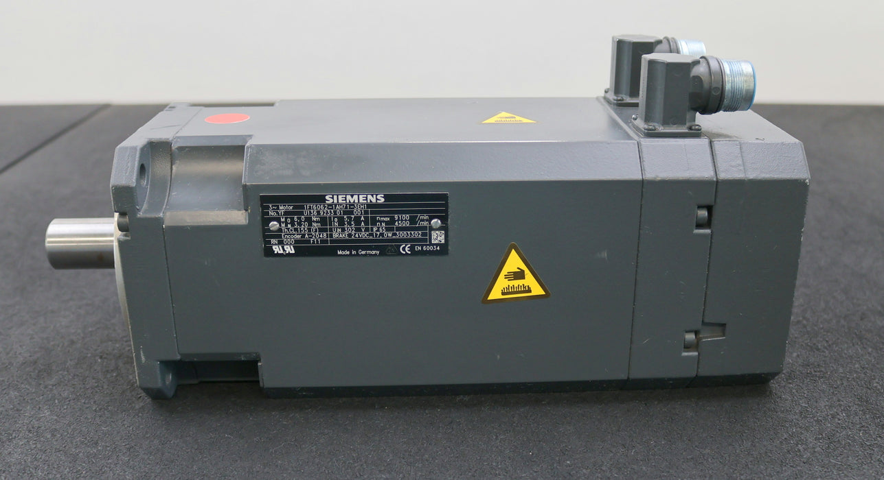 Bild des Artikels SIEMENS-Servomotor-1FT6062-1AH71-3EH1-Mo=-6Nm-MN=-3,2Nm-nmax=-9100U/min