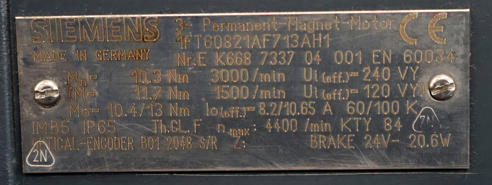 Bild des Artikels SIEMENS-Servomotor-1FT6082-1AF71-3AH1-Mo=-13Nm-MN=-10,310,4/Nm-nmax=-4400U/min