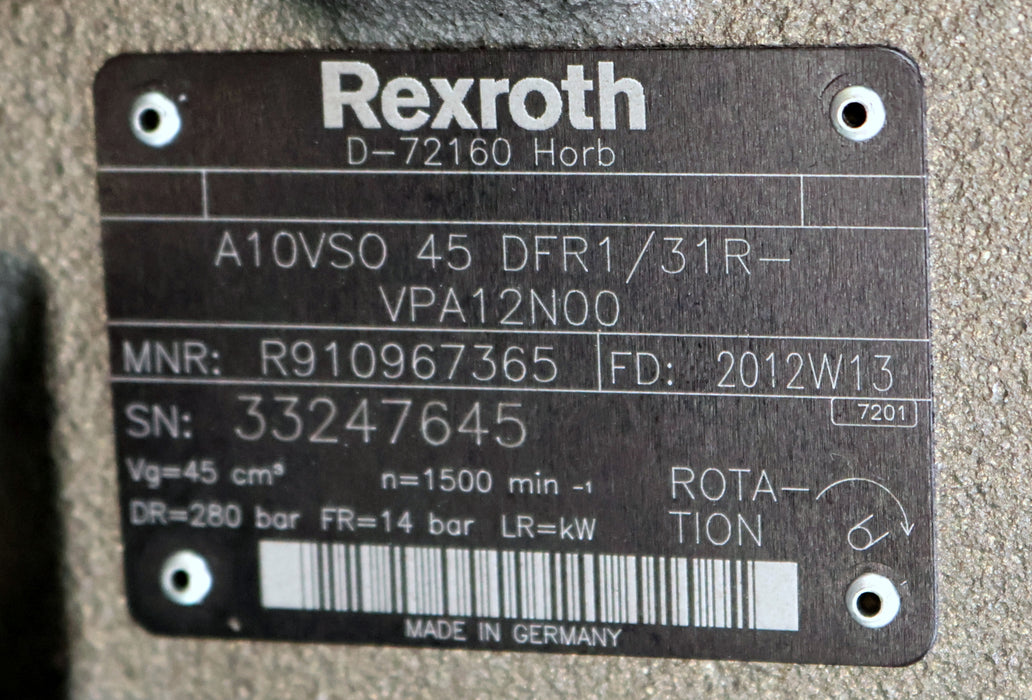 Bild des Artikels REXROTH-Axialkolben-Pumpe-R910967365-A10VSO-45-DFR1/31R-VPA12N00-Vg=-45cm³