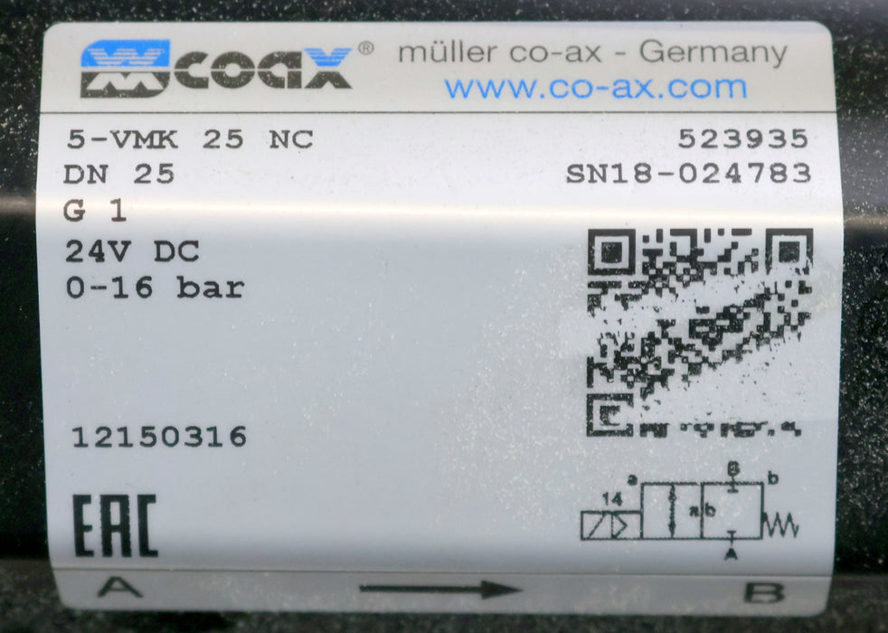 Bild des Artikels MÜLLER-COAX-2/2-Wege-Ventil-5-VMK-25-NC-523935-mit-AVENTICS-0820022987-DN25