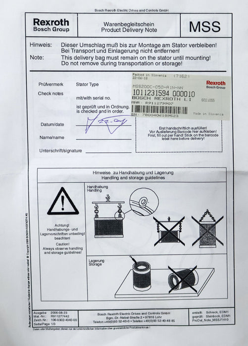 Bild des Artikels REXROTH-MSS-Stator-Motor-MSS200C-050-A1N-NN-R911279907-Ø220mm-