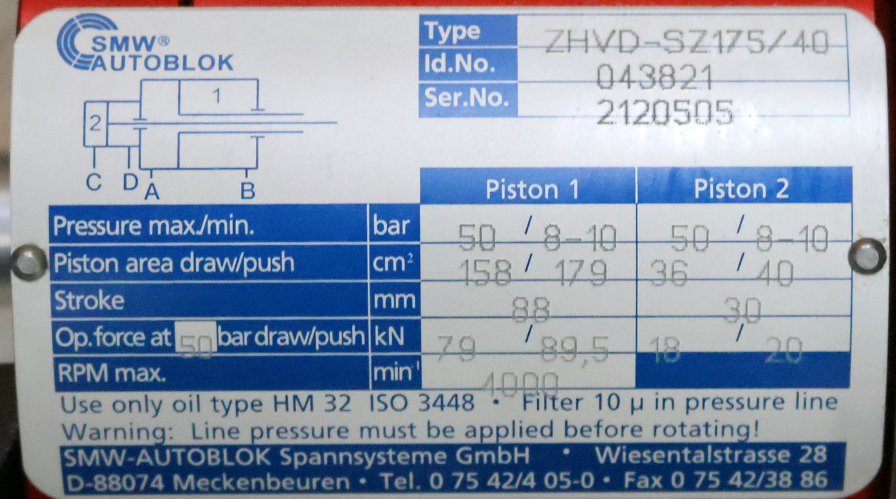 Bild des Artikels SMW-AUTOBLOK-Hydraulischer-Doppelkolben-Vollspannzylinder-ZHVD-SZ-170/40-88/30