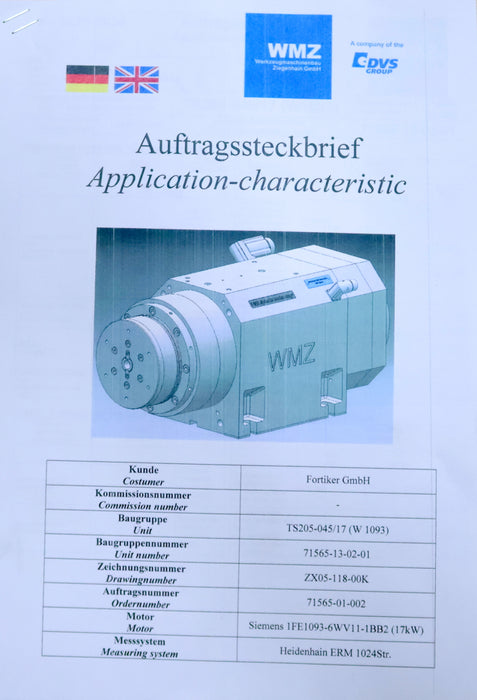 Bild des Artikels WMZ-17kW-Motorspindel-TS205-045/17-mit-SIEMENS-Torque-Motor-1FE1093-6WV11-1BB2