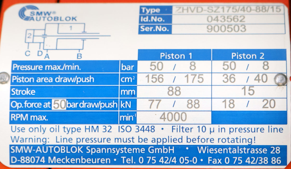 Bild des Artikels SMW-AUTOBLOK-ZHVD-SZ175/40-88/15-Hydraulischer-Doppelkolben-Vollspannzylinder