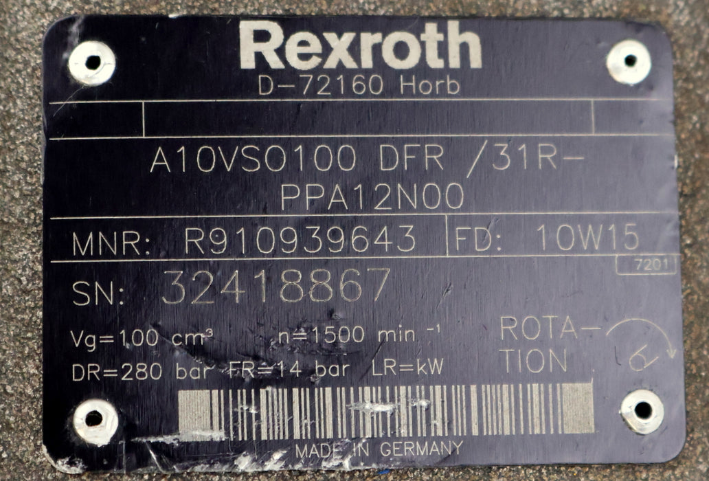 Bild des Artikels REXROTH-Axialkolbenpumpe-R910939643-A10VSO100-DFR-/31R-PPA12N00-Vg=-100cm³