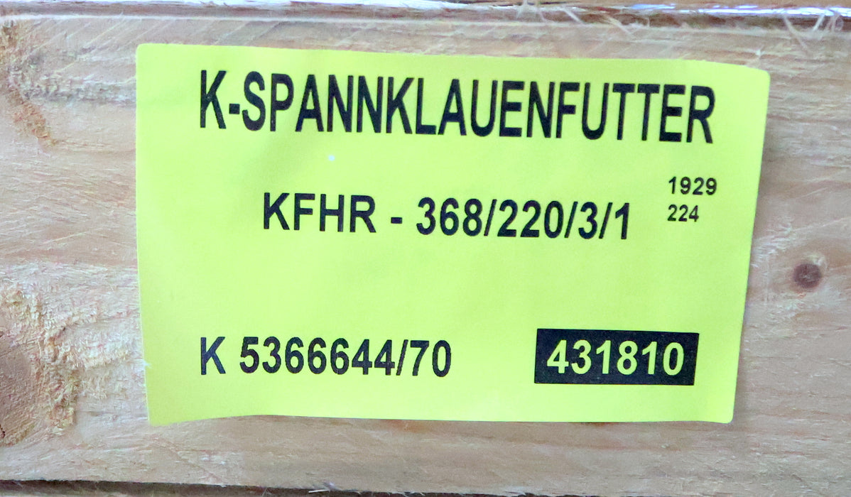 Bild des Artikels RÖHM-hydraulisch-betätigtes-Spannklauenfutter-KFHR-368/220/3/1-Id.No.-431810