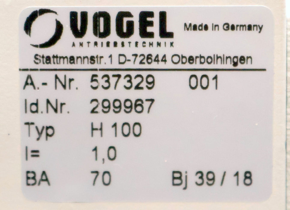 Bild des Artikels VOGEL-Kegelrad-Winkelgetriebe-H100-i=-1-BA-70->Art.Nr.-537329-WellenaußenØ-24mm