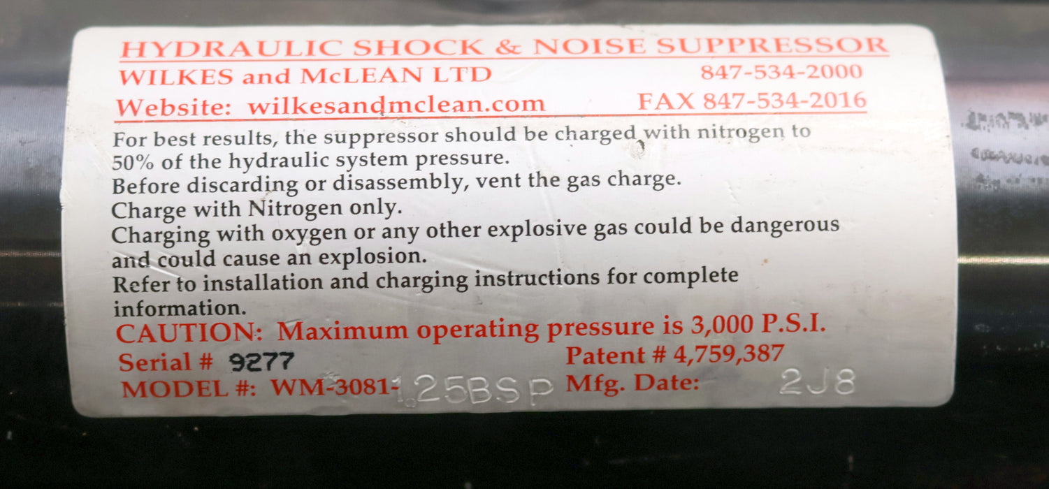 Bild des Artikels WILKES-and-McLEAN-Ltd.-Hydraulic-shock-&-noise-suppressor-WM-3081-125BSP