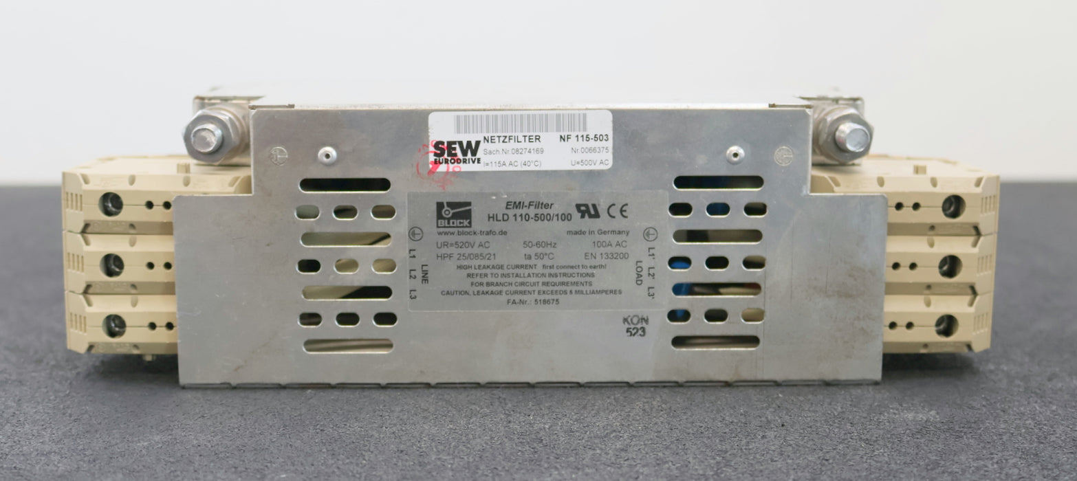 Bild des Artikels SEW-Netzfilter-NF-115-503-Sach-Nr.-08274169-I=-115A-BLOCK-TRAFO-EMI-Filter