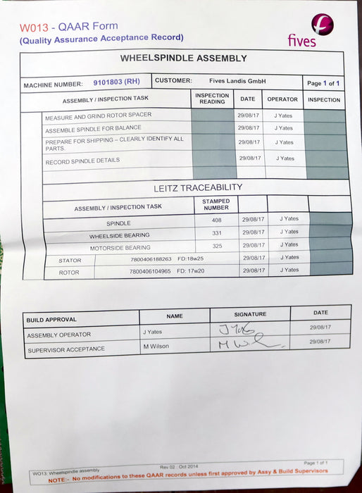 Bild des Artikels FIVES-LANDIS-Schleifspindel-komplett-für-LANDIS-s/n-567-x--Nr.-MS02004401---2017