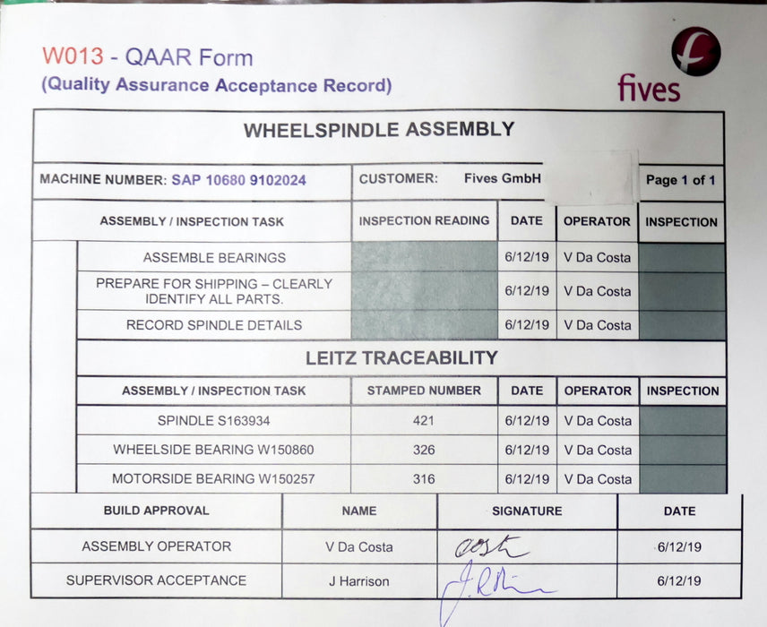Bild des Artikels FIVES-LANDIS-Schleifspindel-komplett-LH-f.-LANDIS-s/n-567-x-Nr.-MS02004400