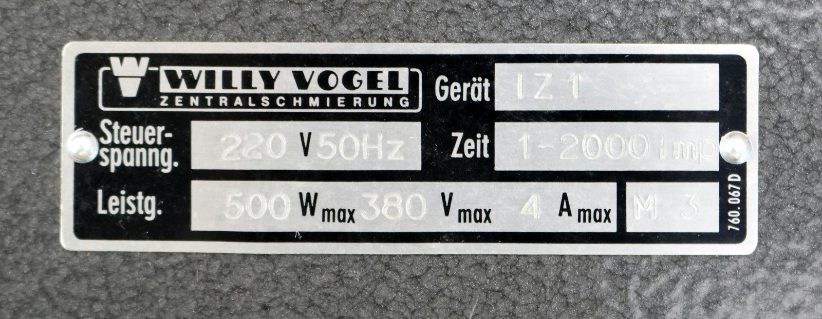 Bild des Artikels VOGEL-Steuergerät-zur-Impulsschmierung-IZ-1-220V-50Hz-Zeit--1-2000-Imp-500W