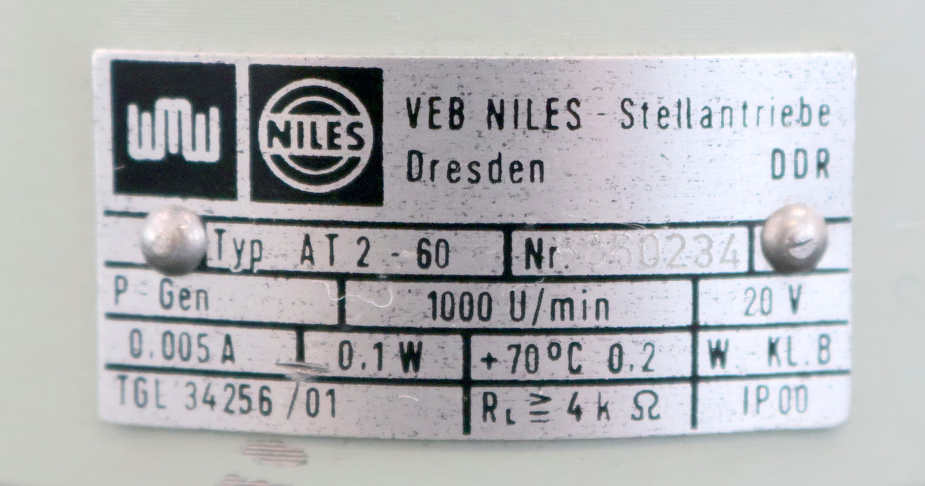 Bild des Artikels WMW-NILES-Stellantrieb-AT2-60-1000U/min-0,1W-20V-TGL-34256/01-IP00-gebraucht