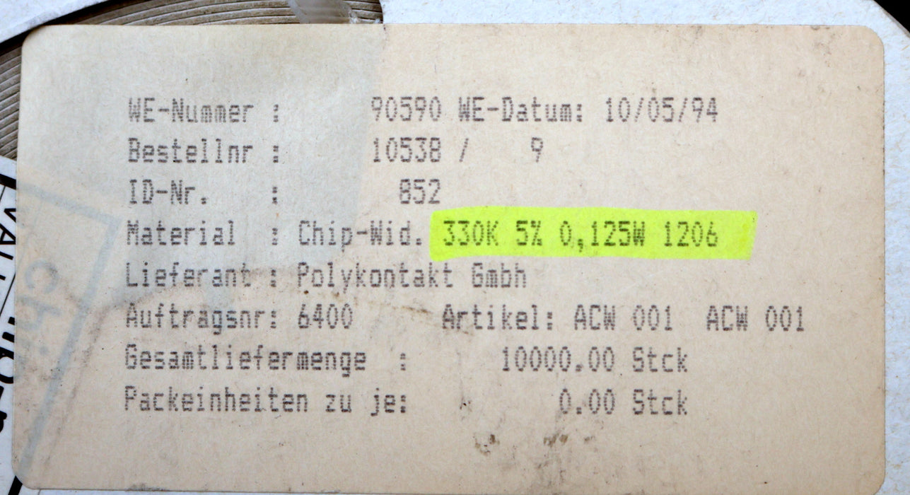Bild des Artikels POLYKONTAKT-4900x-SMD-Widerstand-330kΩ-1206-330000-Ohm-Model-ACW001-30917041