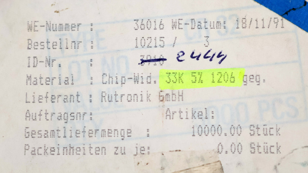 Bild des Artikels ASJ-500x-SMD-Widerstand-33kΩ-1206-RMC1/8-33000-Ohm-Model-WRC02663-CR32