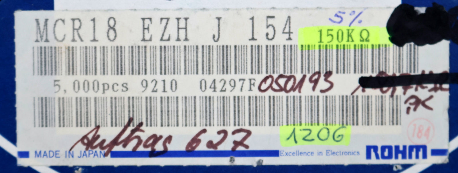 Bild des Artikels ROHM-2000x-SMD-Widerstand-150kΩ-1206-150000-Ohm-Model-MCR18-EZH-J-154
