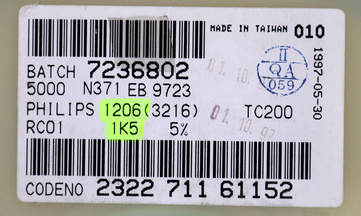 Bild des Artikels PHILIPS-4500x-SMD-Widerstand-1,5kΩ-1206-RC01-1500-Ohm-Model-TC200-Batch-7236802