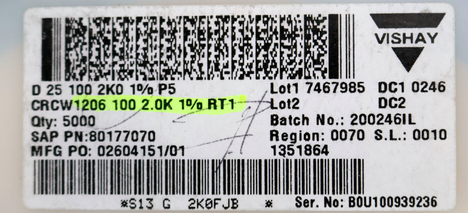 Bild des Artikels VISHAY-4500x-SMD-Widerstand-2kΩ-CRCW1206-RT1-2000-Ohm-Model-7467985