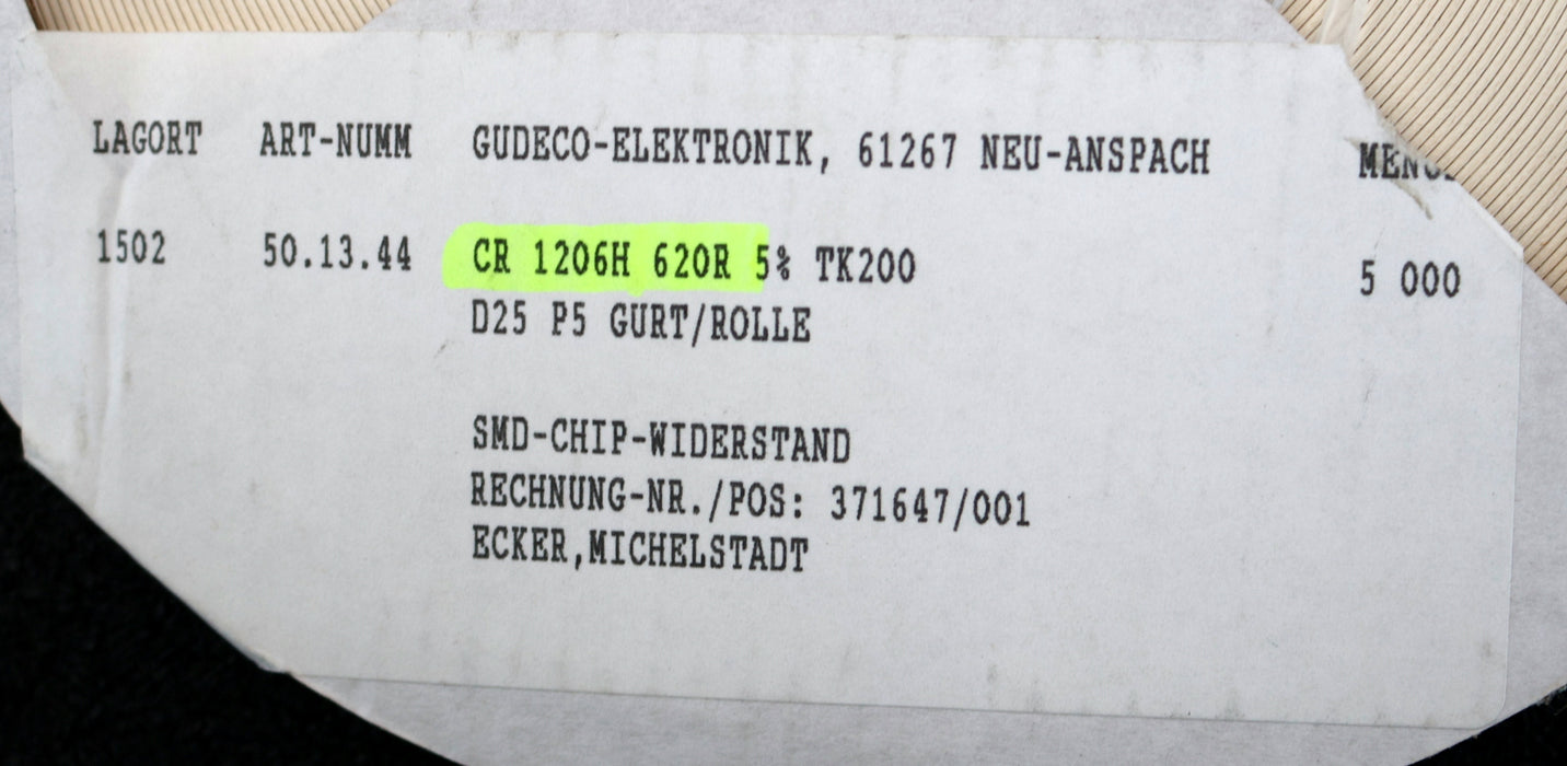 Bild des Artikels VISHAY-4000x-SMD-Widerstand-620Ω-CRCW1206-RT1-620-Ohm-Model-02095901.01