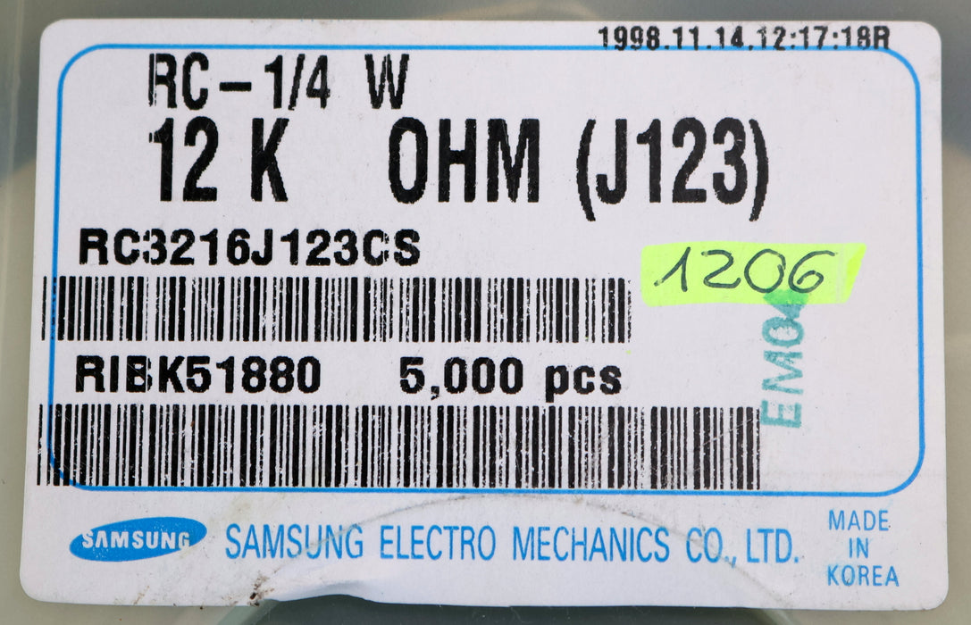 Bild des Artikels SAMSUNG-4000x-SMD-Widerstand-12kΩ-1206-12000-Ohm-Model-RC3216J123CS-RC-1/4W