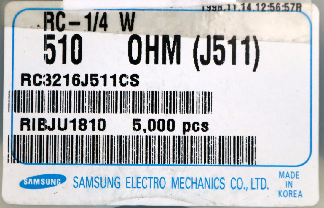 Bild des Artikels SAMSUNG-2000x-SMD-Widerstand-510Ω-1206-510-Ohm-Model-RC3216J511CS-RC-1/4W