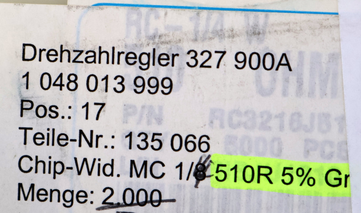 Bild des Artikels SAMSUNG-2000x-SMD-Widerstand-510Ω-1206-510-Ohm-Model-RC3216J511CS-RC-1/4W