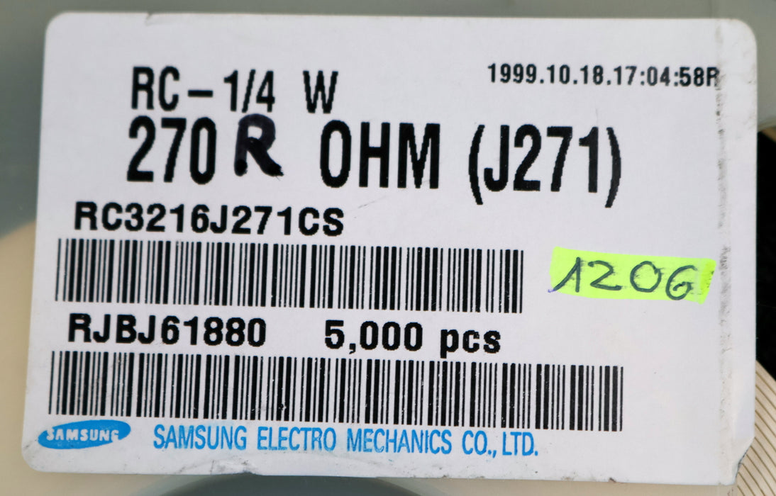 Bild des Artikels SAMSUNG-3000x-SMD-Widerstand-270Ω-1206-270-Ohm-Model-RC3216J271CS-RC-1/4W