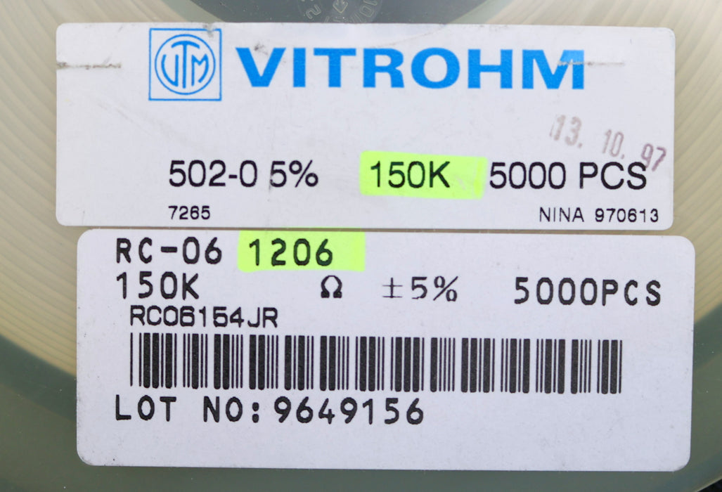 Bild des Artikels VITROHM-3000x-SMD-Widerstand-150kΩ-1206-150000-Ohm-Model-502