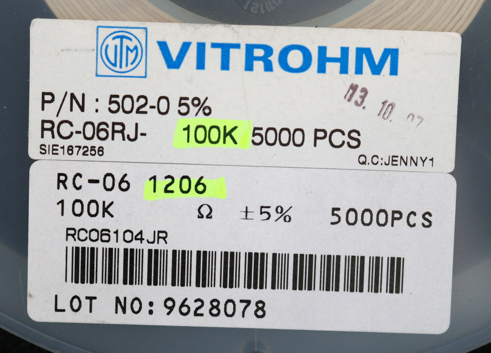 Bild des Artikels VITROHM-500x-SMD-Widerstand-100kΩ-RC-06-1206-100000-Ohm-Model-502