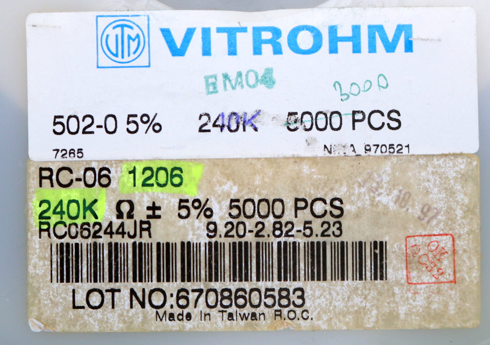 Bild des Artikels VITROHM-1000x-SMD-Widerstand-240kΩ-RC-06-1206-240000-Ohm-Model-502