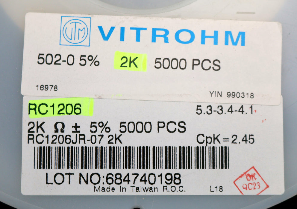 Bild des Artikels VITROHM-800x-SMD-Widerstand-2kΩ-RC1206-2000-Ohm-Model-502