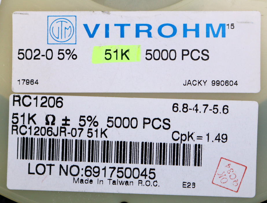 Bild des Artikels VITROHM-2500x-SMD-Widerstand-51kΩ-RC-06-1206-51000-Ohm-Model-502