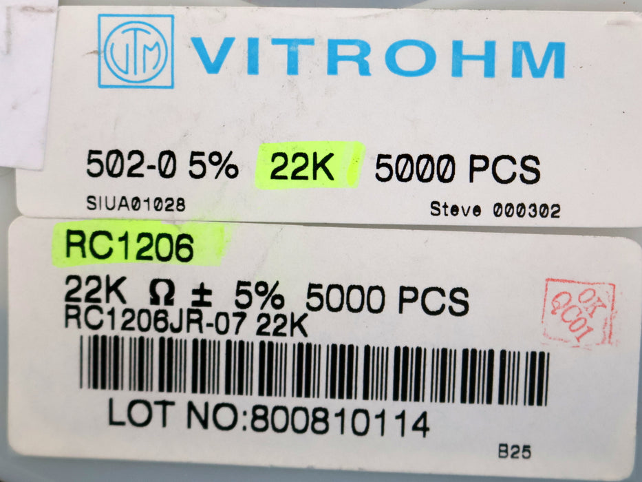 Bild des Artikels VITROHM-3000x-SMD-Widerstand-22kΩ-RC1206-22000-Ohm-Model-502