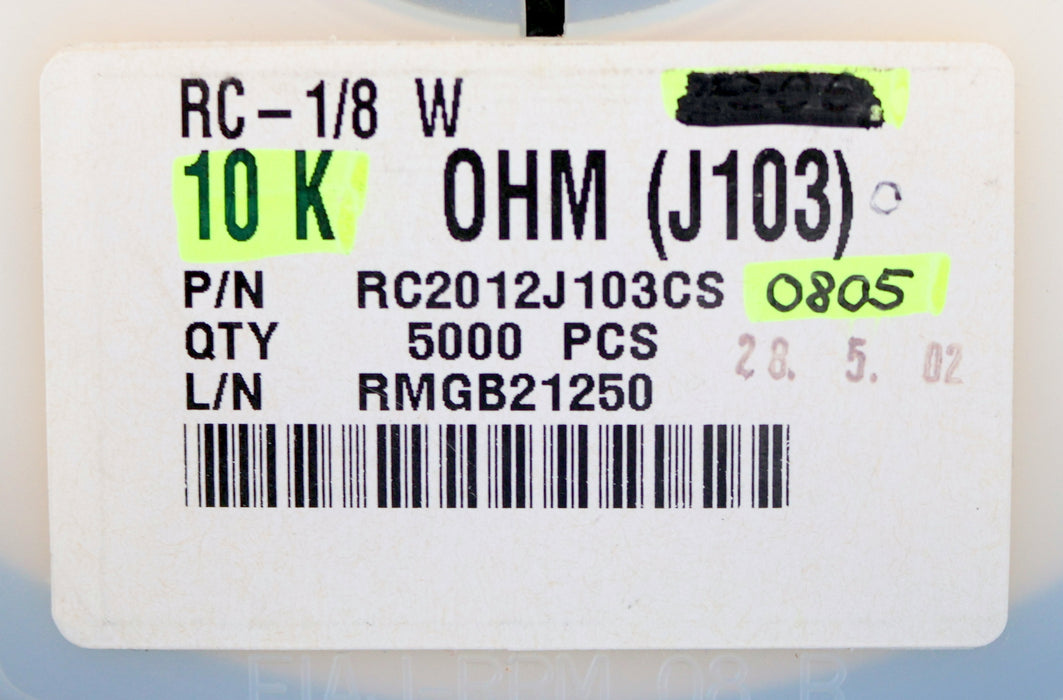 Bild des Artikels 5000x-SMD-Widerstand-10kΩ-RC-1/8W-0805-10000-Ohm-Model-RC2012J103CS-WRC07759