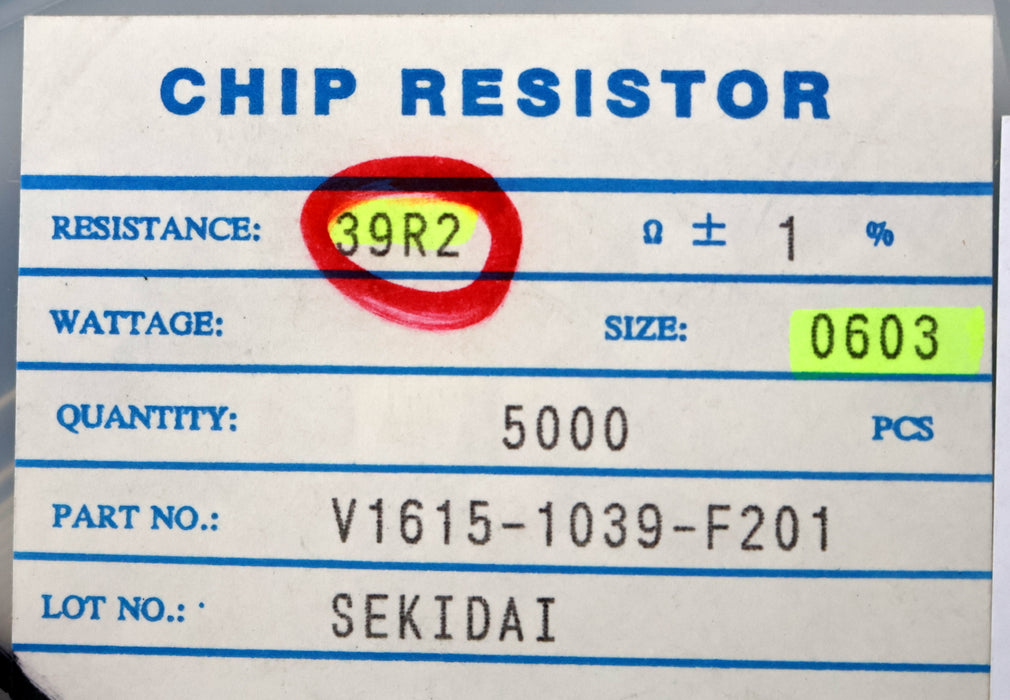 Bild des Artikels 3000x-SMD-Widerstand-39,2kΩ-0603-39,2-Ohm-Model-V1615-1039-F201
