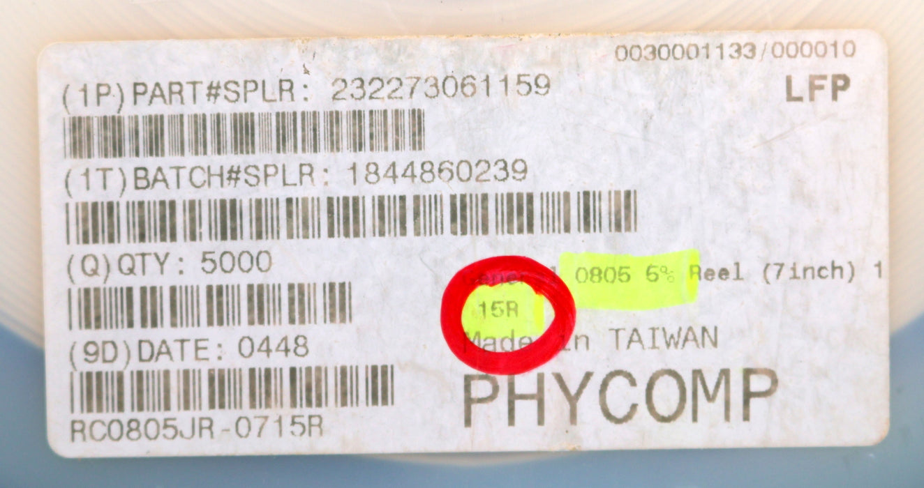 Bild des Artikels PHYCOMP-3500x-SMD-Widerstand-15kΩ-RC0805JR-0715R-15-Ohm-Model-232273061159