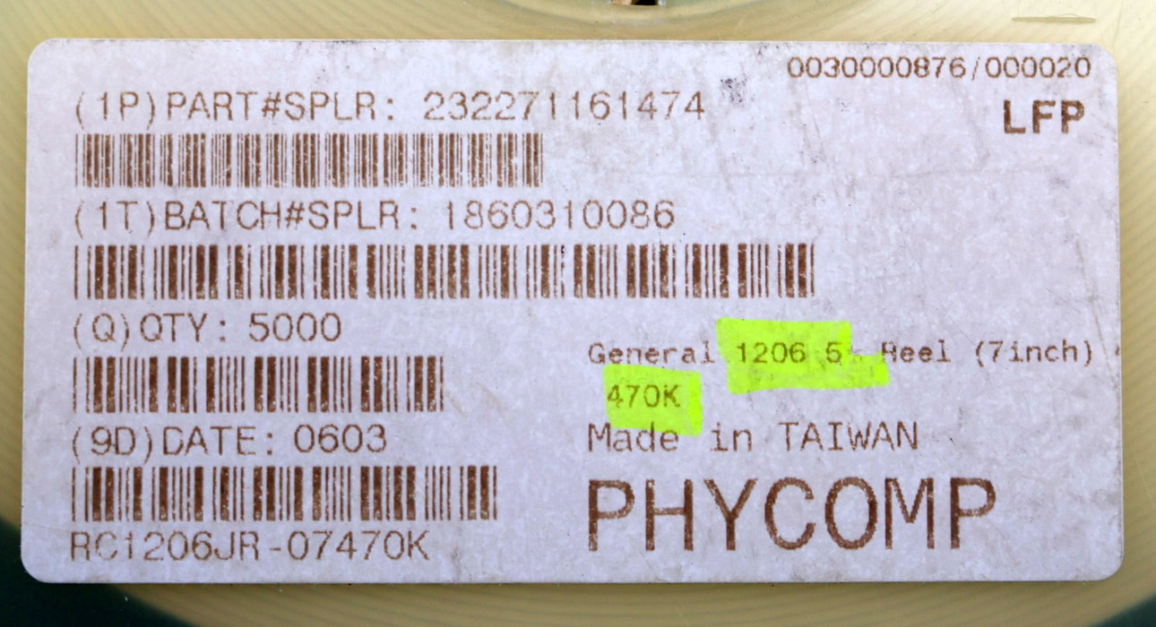 Bild des Artikels PHYCOMP-5000x-SMD-Widerstand-470kΩ-1206-470000-Ohm-Model-KN53.0272.177
