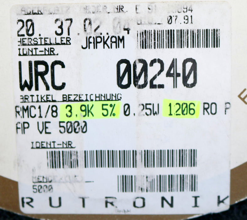 Bild des Artikels KAMAYA-ELECTRIC-1500x-SMD-Widerstand-3,9kΩ-RMC1/8-1206-3900-Ohm-Model-WRC00240