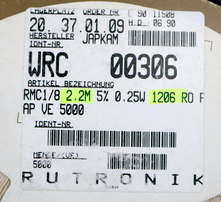 Bild des Artikels KAMAYA-ELECTRIC-3500x-SMD-Widerstand-2,2MΩ-RMC1/8-1206-2200000-Ohm