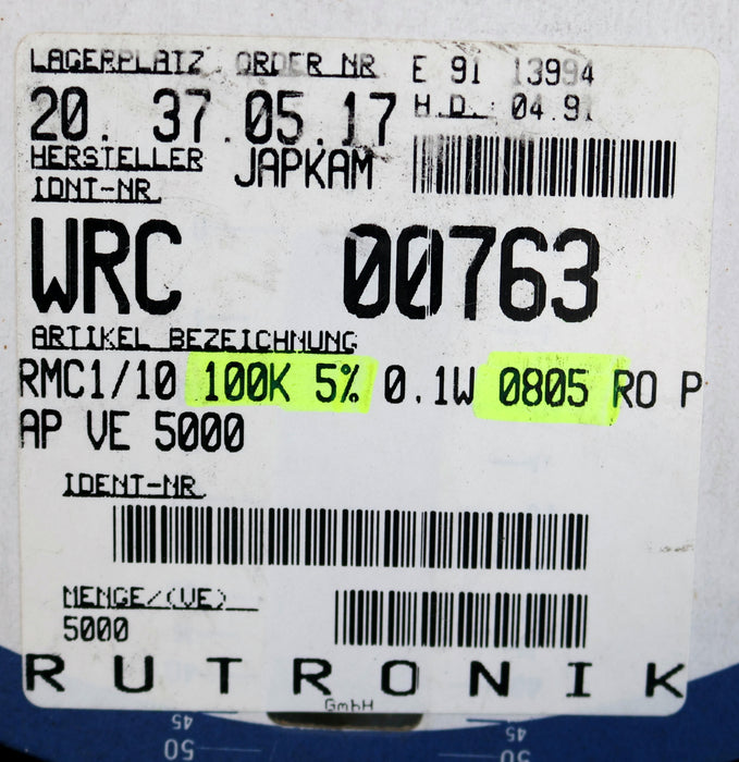 Bild des Artikels KAMAYA-ELECTRIC-3500x-SMD-Widerstand-100kΩ-RMC1/10-0805-100000-Ohm