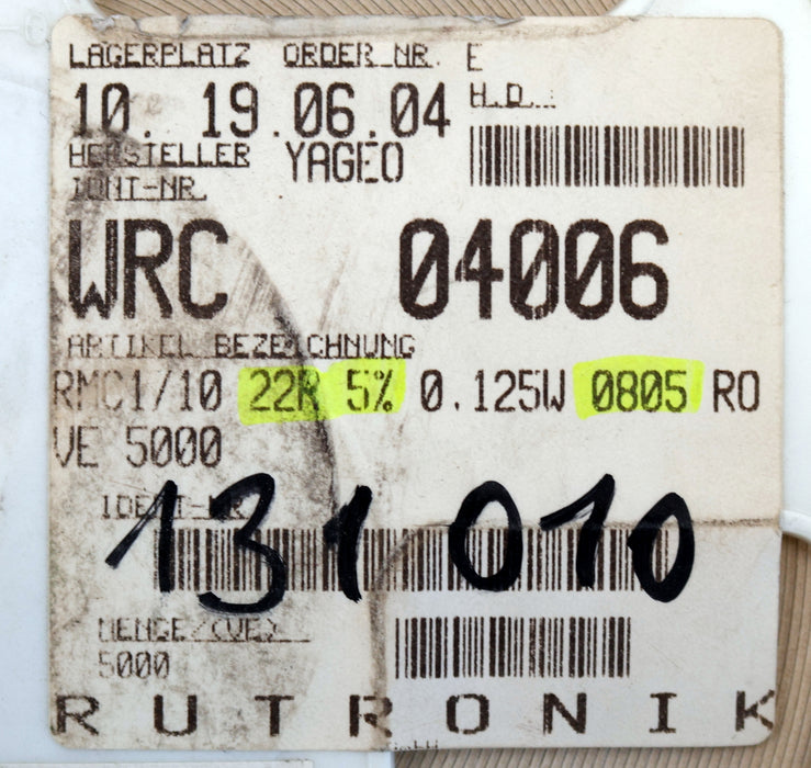 Bild des Artikels YAGEO-5000x-SMD-Widerstand-22Ω-RC-05-1/8W-0805-22-Ohm-Model-WRC04006
