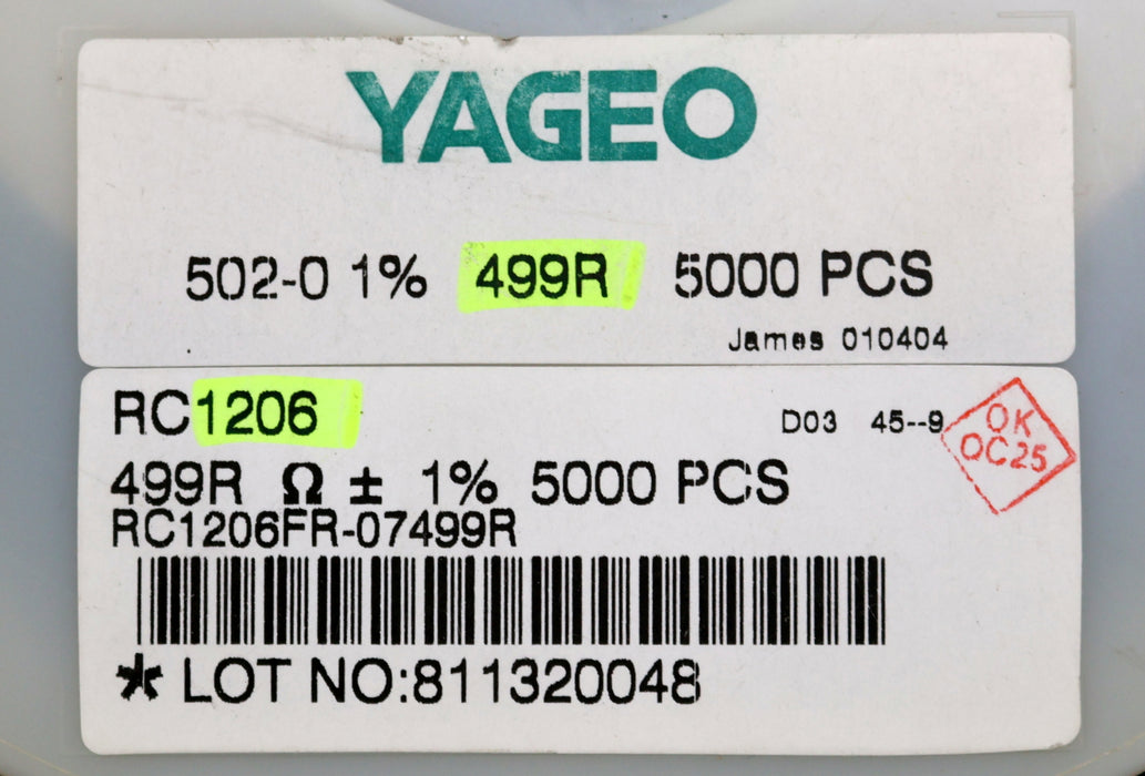 Bild des Artikels YAGEO-2000x-SMD-Widerstand-499Ω-1206-499-Ohm-Model-502-0-RC1206FR-07