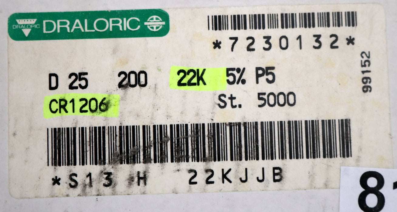 Bild des Artikels DRALORIC-500x-SMD-Widerstand-22kΩ-S13-F-22KJJB-22000-Ohm-Model-CR1206