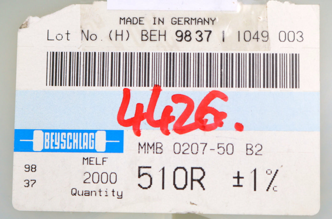 Bild des Artikels BEYSCHLAG-1800x-SMD-Widerstand-510Ω-MELF-510-Ohm-Model-MMB-0207-50