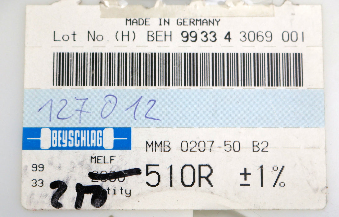 Bild des Artikels BEYSCHLAG-250x-SMD-Widerstand-510Ω-MELF-510-Ohm-Model-MMB-0207-50