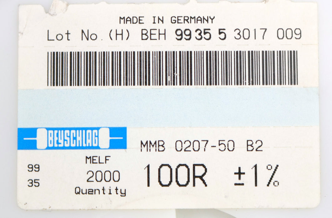 Bild des Artikels BEYSCHLAG-1800x-SMD-Widerstand-100Ω-MELF-100-Ohm-Model-MMB-0207-50