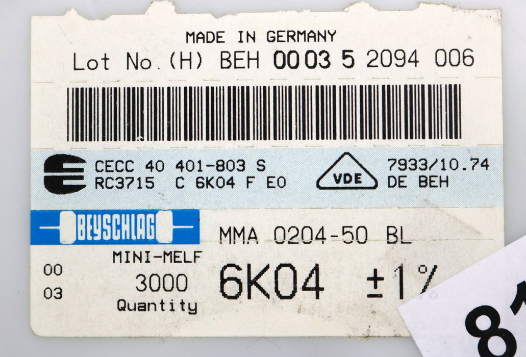 Bild des Artikels BEYSCHLAG-3000x-SMD-Widerstand-6,04kΩ-MINI-MELF-6040-Ohm-Model-MMA-0204-50