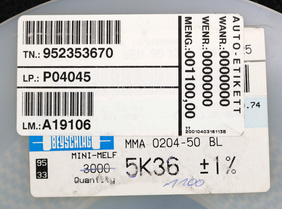 Bild des Artikels BEYSCHLAG-1100x-SMD-Widerstand-5,36kΩ-MINI-MELF-5360-Ohm-Model-MMA-0204-50